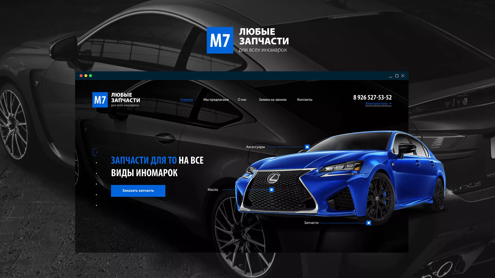 Разработка сайта магазина автозапчастей «М7» в Благодарном